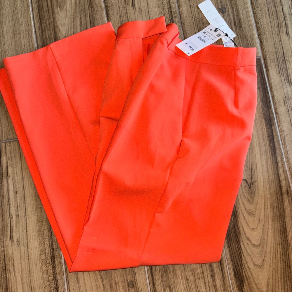 Zara Women's Straight Leg Pants - Bright Orange